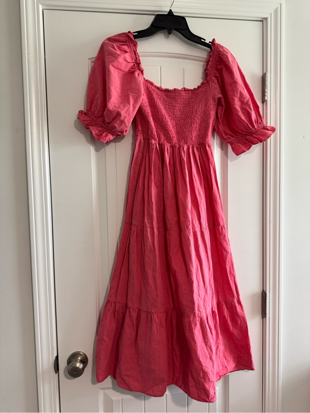 Smocked Puff-Sleeve Maxi Dress — Rose - Picture 3 of 6